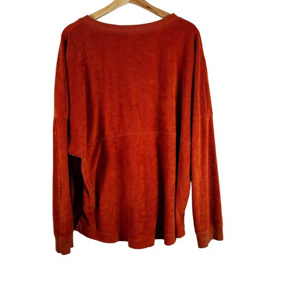 Victoria's Secret Pink Varsity Terry V-Neck Long Sleeve Orange Sweater Size XL - Picture 7 of 12
